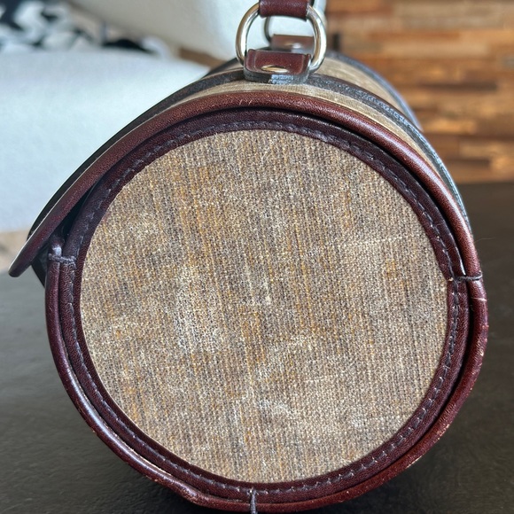 Vintage! Authentic Chanel Leather & Canvas Picnic Barrel Bag Picnic Roll Handbag - Picture 3 of 9